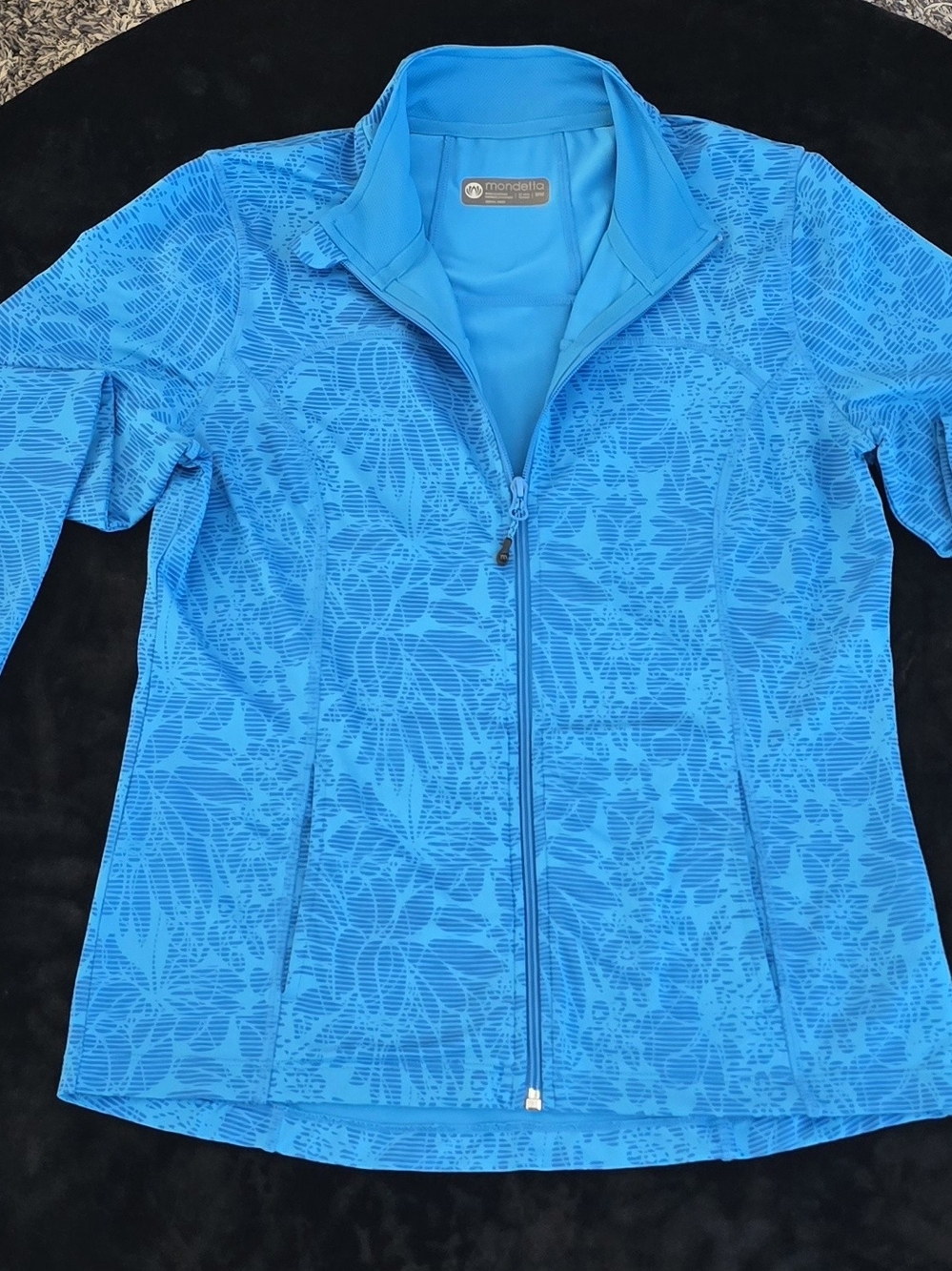 Women's Mondetta, Bright Blue Floral-Print Zip Activewear Jacket - Picture 12 of 12
